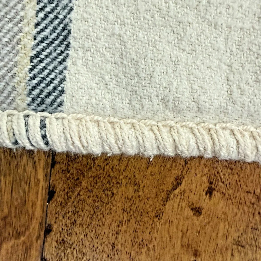 Lauren Ralph Lauren Plaid Tartan Throw Blanket Cream  100% Cotton 52 x 66 LRL